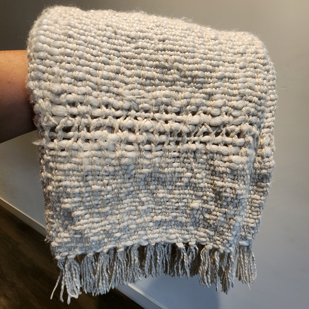 West Elm Cozy Cream Woven Throw Blanket - Picture 2 of 5